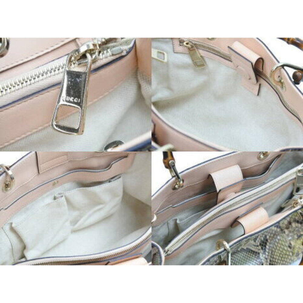 Gucci Bamboo Tote Bag Python Leather - image 7
